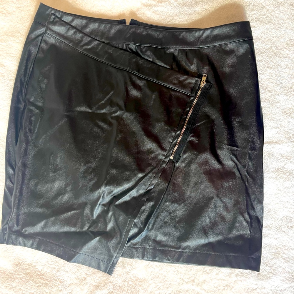 Black faux leather skirt